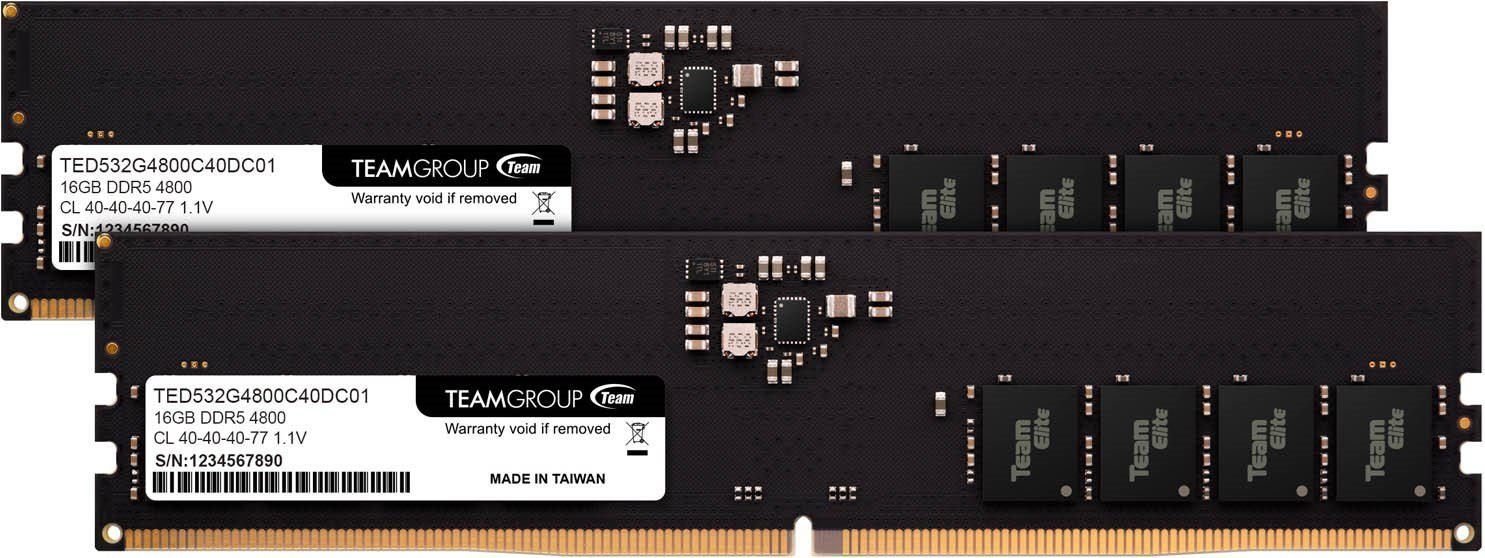 TEAMGROUP 16GBX2 32GB DDR5 4800 ① TEAMGROUP Elite 32 GB (2 x 16 GB) DDR5-4800 CL40 Memory