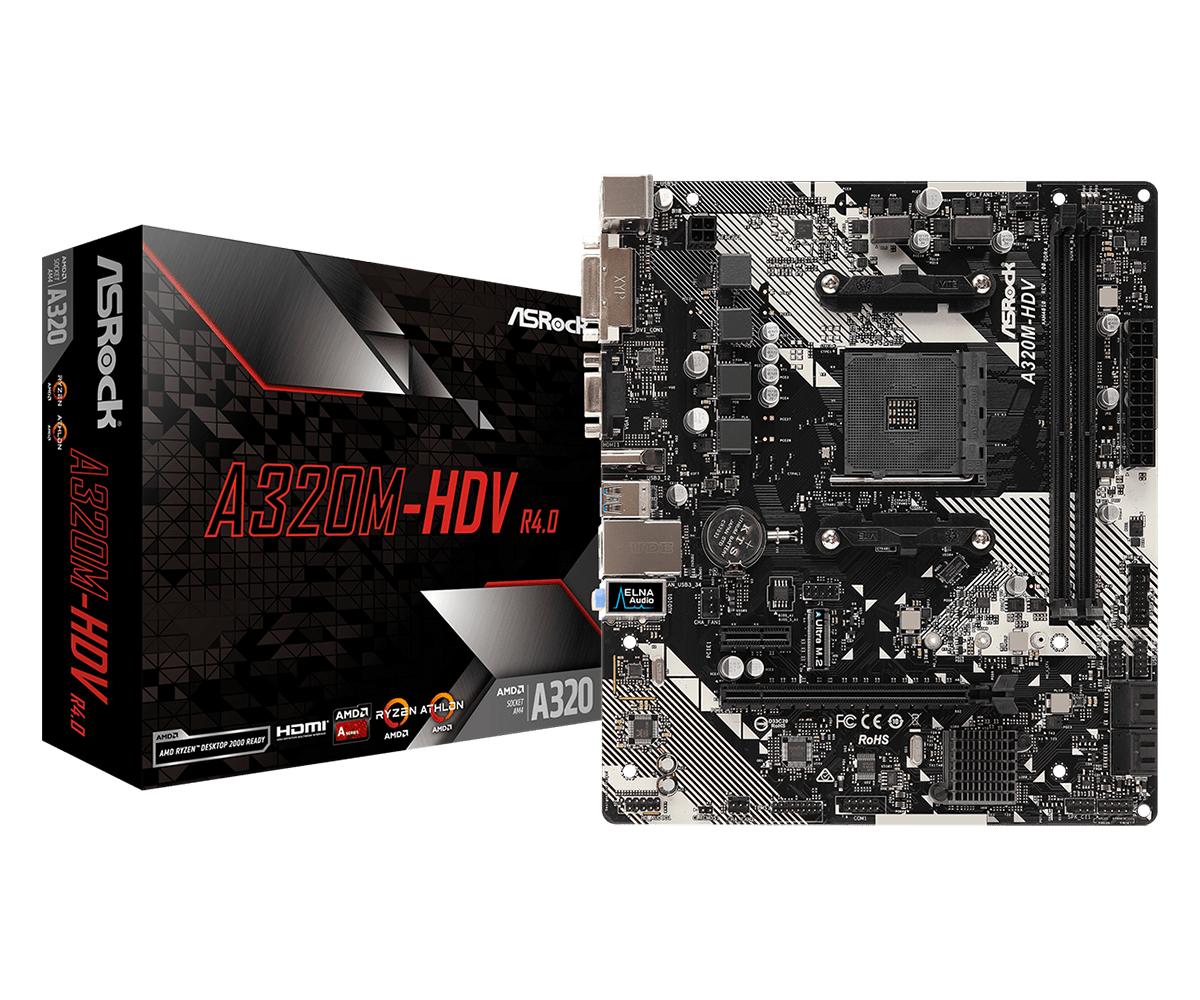 ASRock A320M-HDV R4.0 Micro ATX AM4 Motherboard (A320M-HDV R4.0