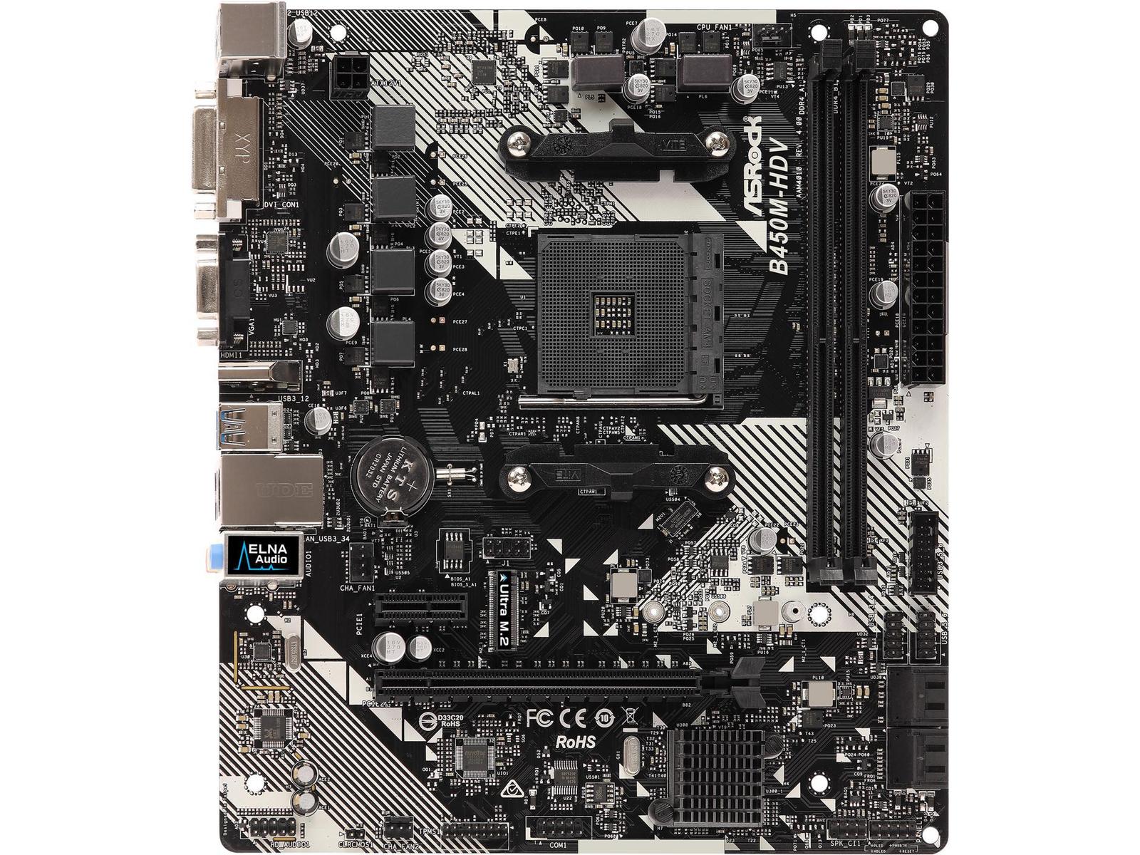 ASRock B450M-HDV R4.0 Micro ATX AM4 Motherboard (B450M-HDV R4.0