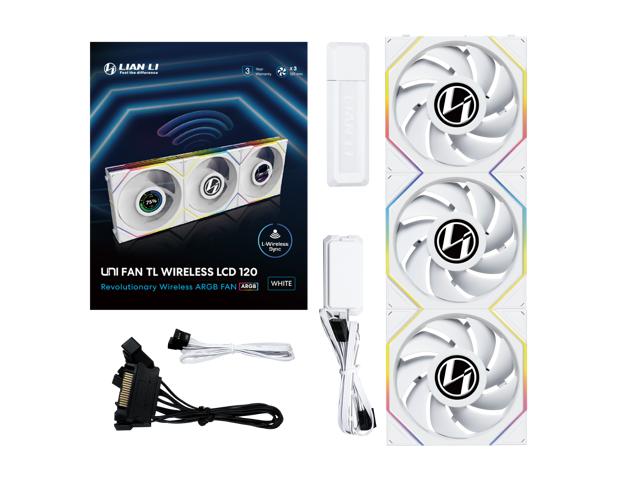 LianLi UNI FAN TL WIRELESS 120 LCD 2個セット Lian Li UNI FAN TL LCD Wireless 62 CFM 120 mm Fans 3-Pack
