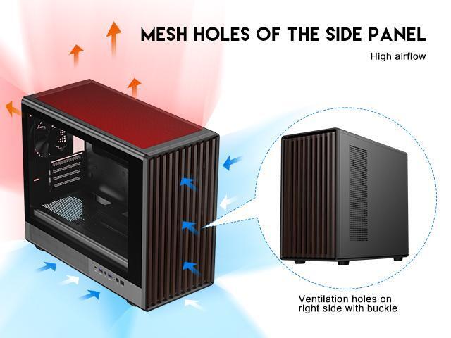 DIYPC DIY-mATX06-Wood Black USB3.0 /Type C Micro ATX Mid Tower