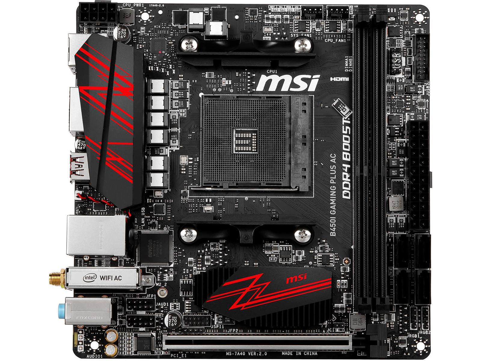 MSI B450I GAMING PLUS AC Mini ITX AM4 Motherboard (B450I