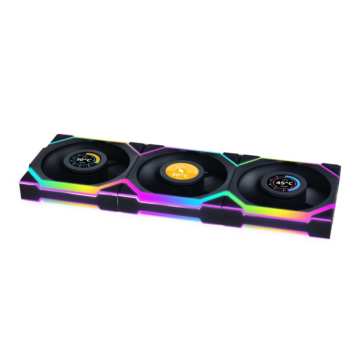 Lian Li UNI FAN SL Wireless LCD 50.08 CFM 120 mm Fans 3-Pack
