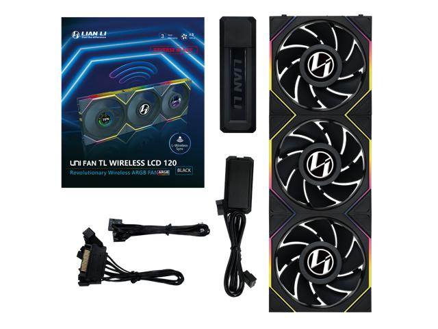 PC用ファン・クーラー LIANLI UNI FAN TL Wireless LCD 120 3Pack Lian Li UNI FAN TL LCD Wireless 54.3 CFM 120 mm Fans 3-Pack