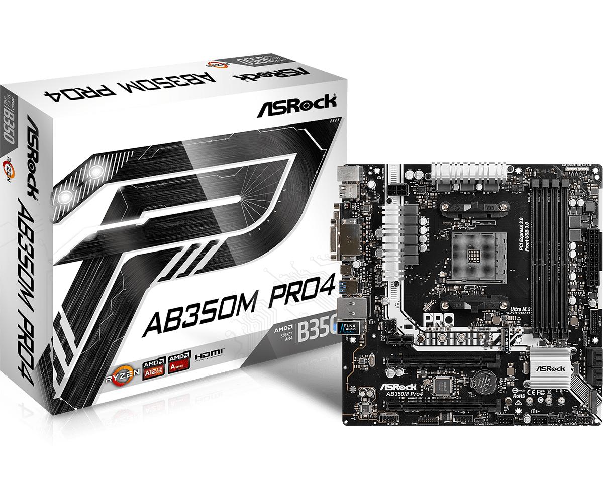 ASRock AB350M Pro4 Micro ATX AM4 Motherboard (AB350M Pro4