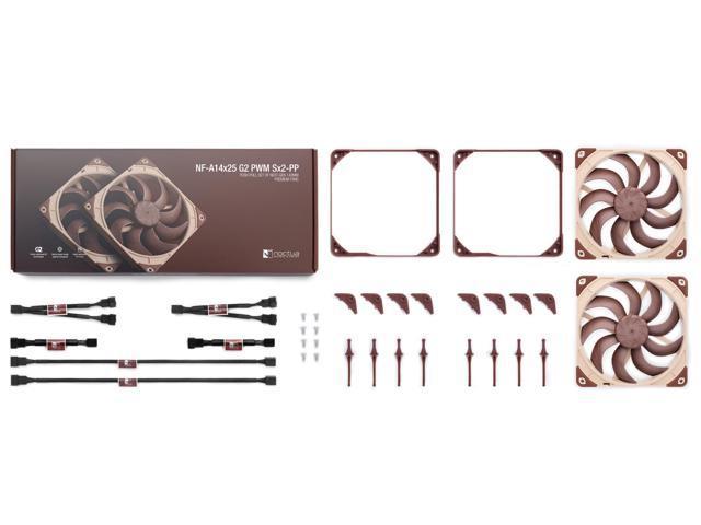 Noctua NF-A14x25 G2 PWM Sx2-PP 91.6 CFM 140 mm Fans 2-Pack (NF