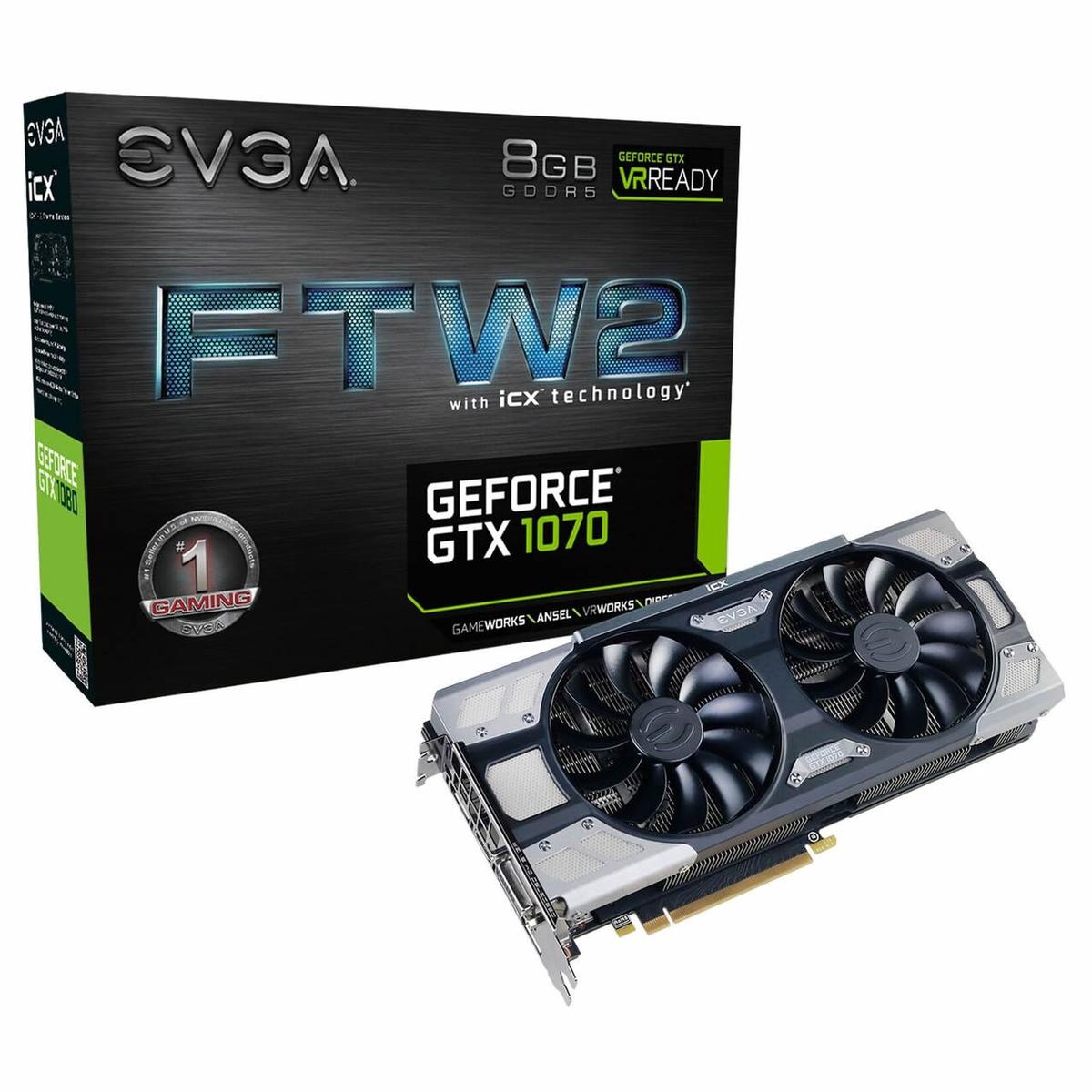 【紗夏】EVGA GeForce GTX 1070 EVGA FTW2 GAMING iCX GeForce GTX 1070 8 GB Video Card (08G-P4-6676