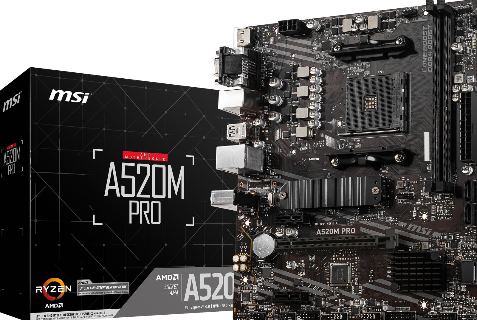 MSI A520M PRO Micro ATX AM4 Motherboard (A520M PRO