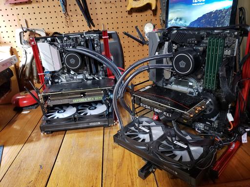 Custom open chassis, ASRock Z370 Taichi, 9600k @5.0Ghz by