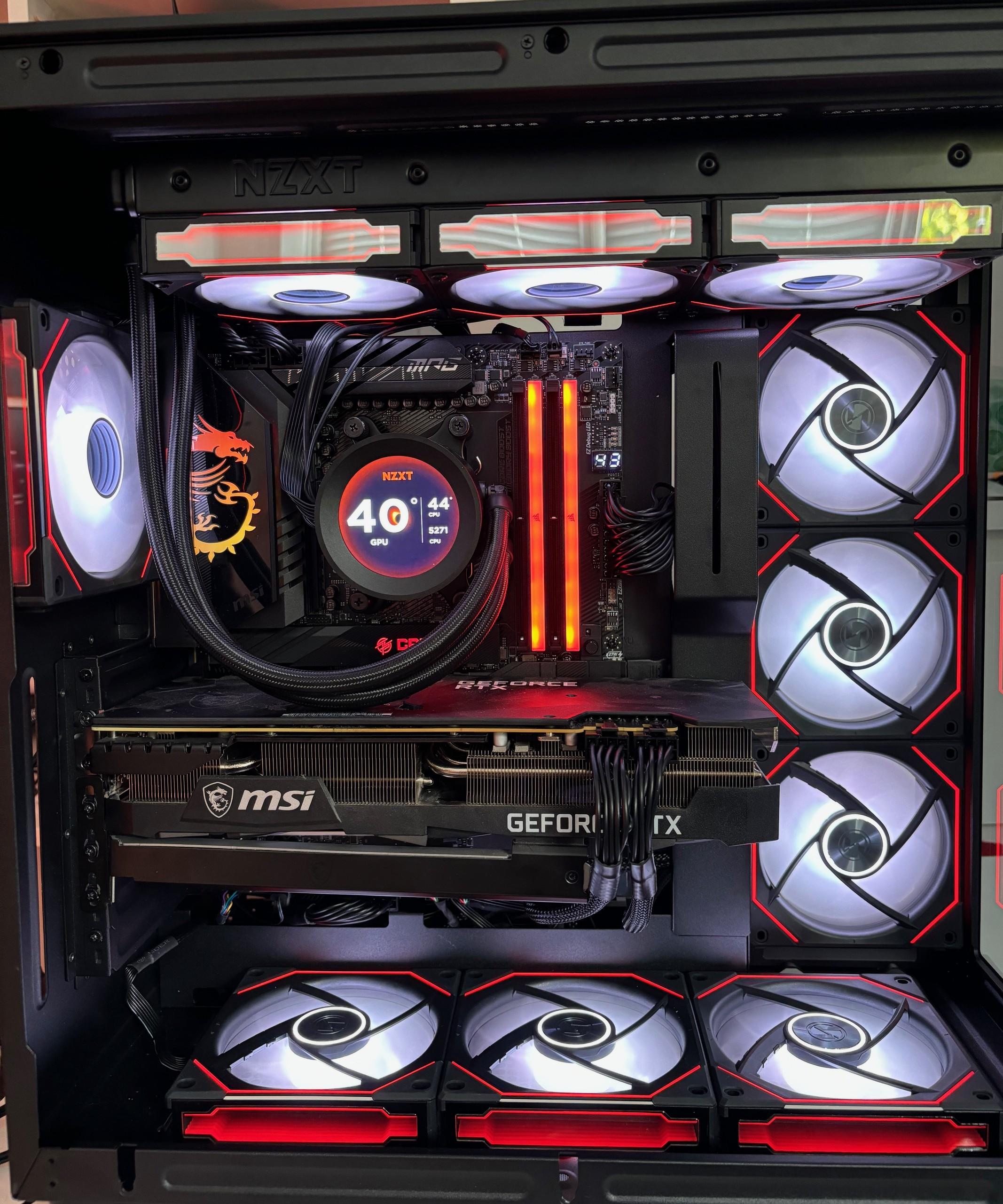 【動作品】MSI MAG X670E + NZXT H9 Flow 等パーツ一式 NZXT H9 FLOW Custom PC Build with 13900k + MSi Suprim X 4090